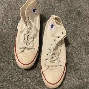 Converse Off-White High-Tops with Red Trim